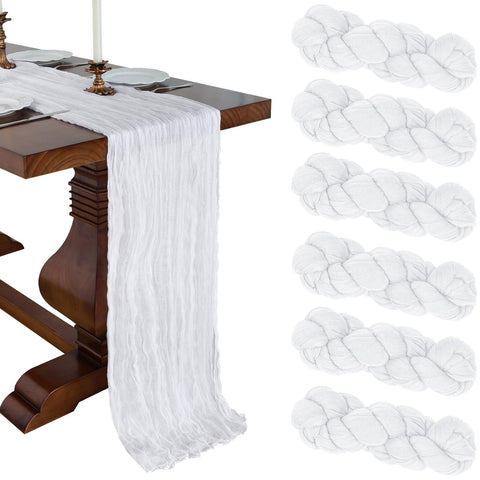 CKIKU camino de mesa gasa blanca 10 pies, textura suave y caída elegante para boda