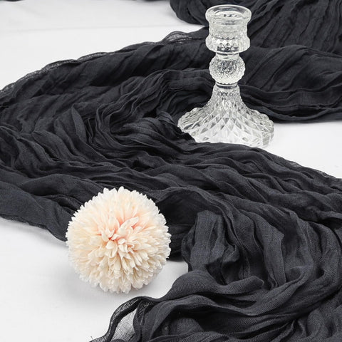 CKIKU Camino de gasa negro para decoración versátil en casa.