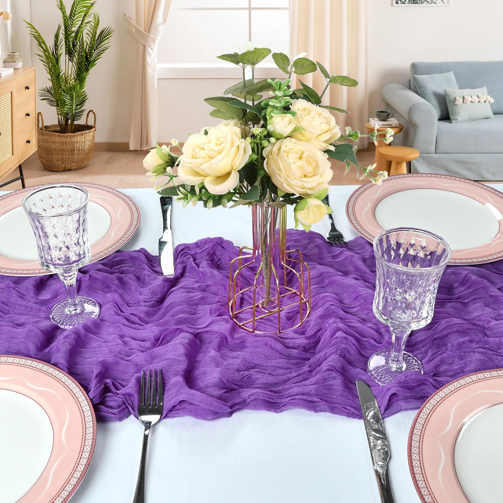 CKIKU Diseño vintage bohemio con pliegues suaves para decoraciones
