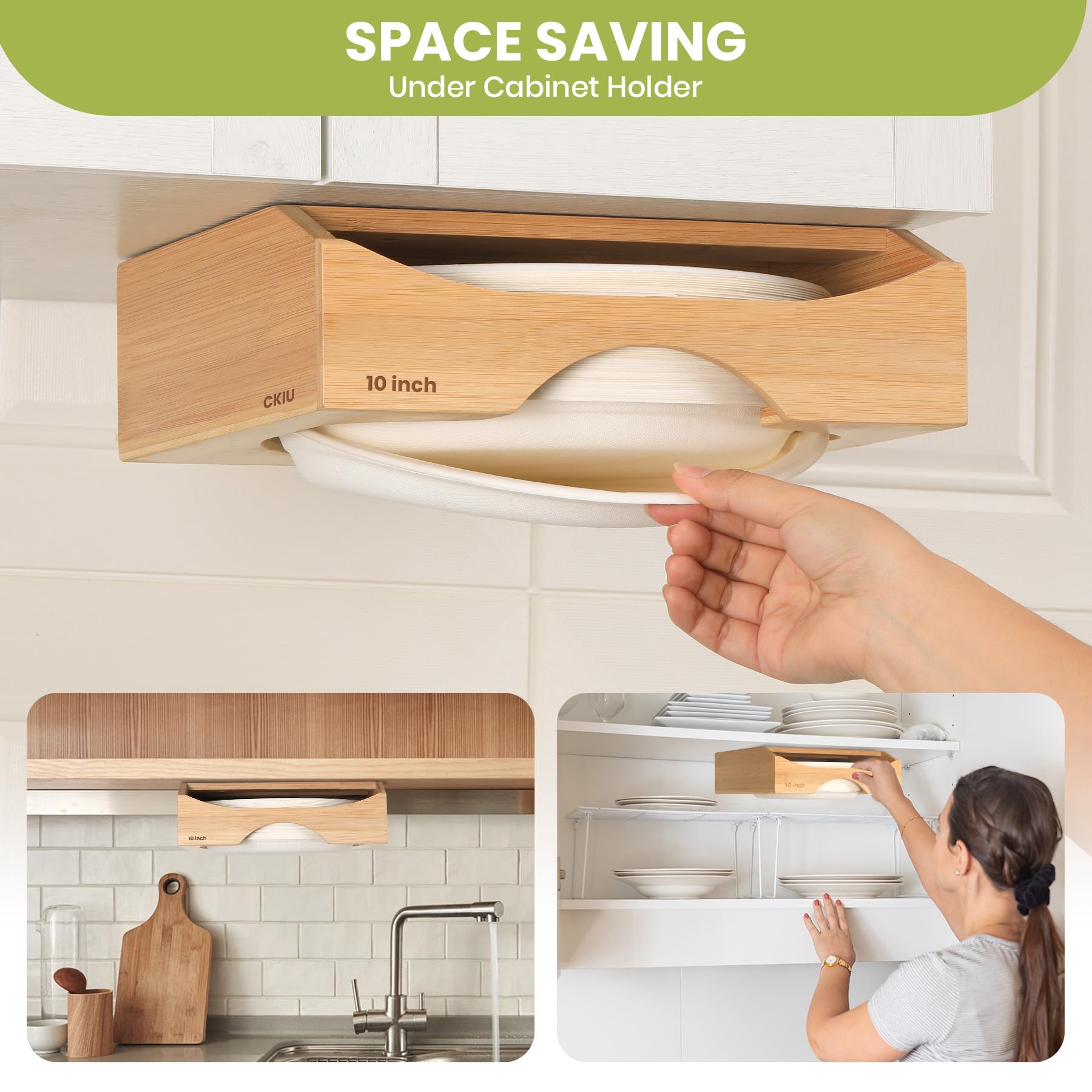 CKIU dispensador de bambú, construcción duradera para uso diario en la cocina.