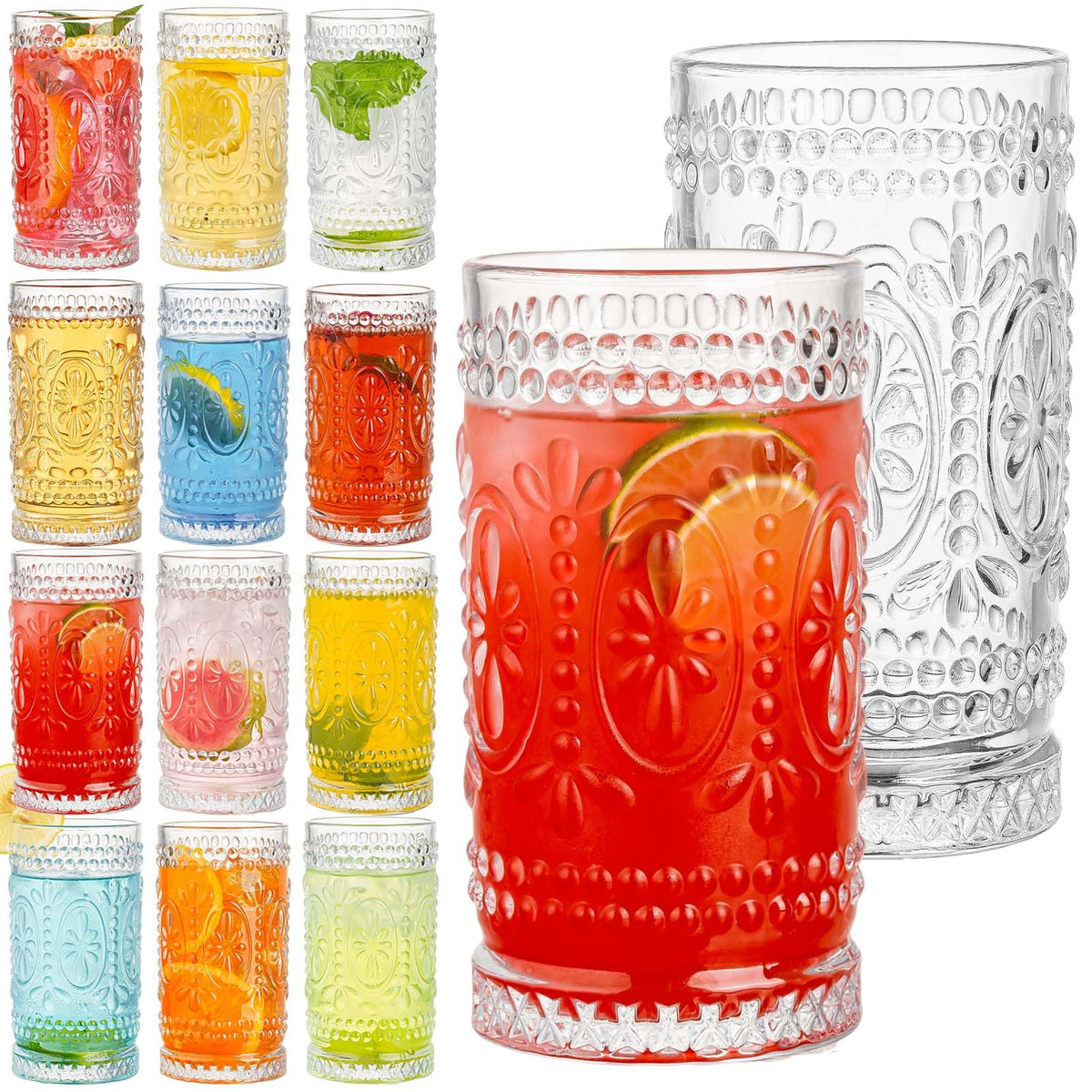 Vaso alto Claplante Vintage, conjunto de 12 piezas para cócteles y bebidas refrescantes