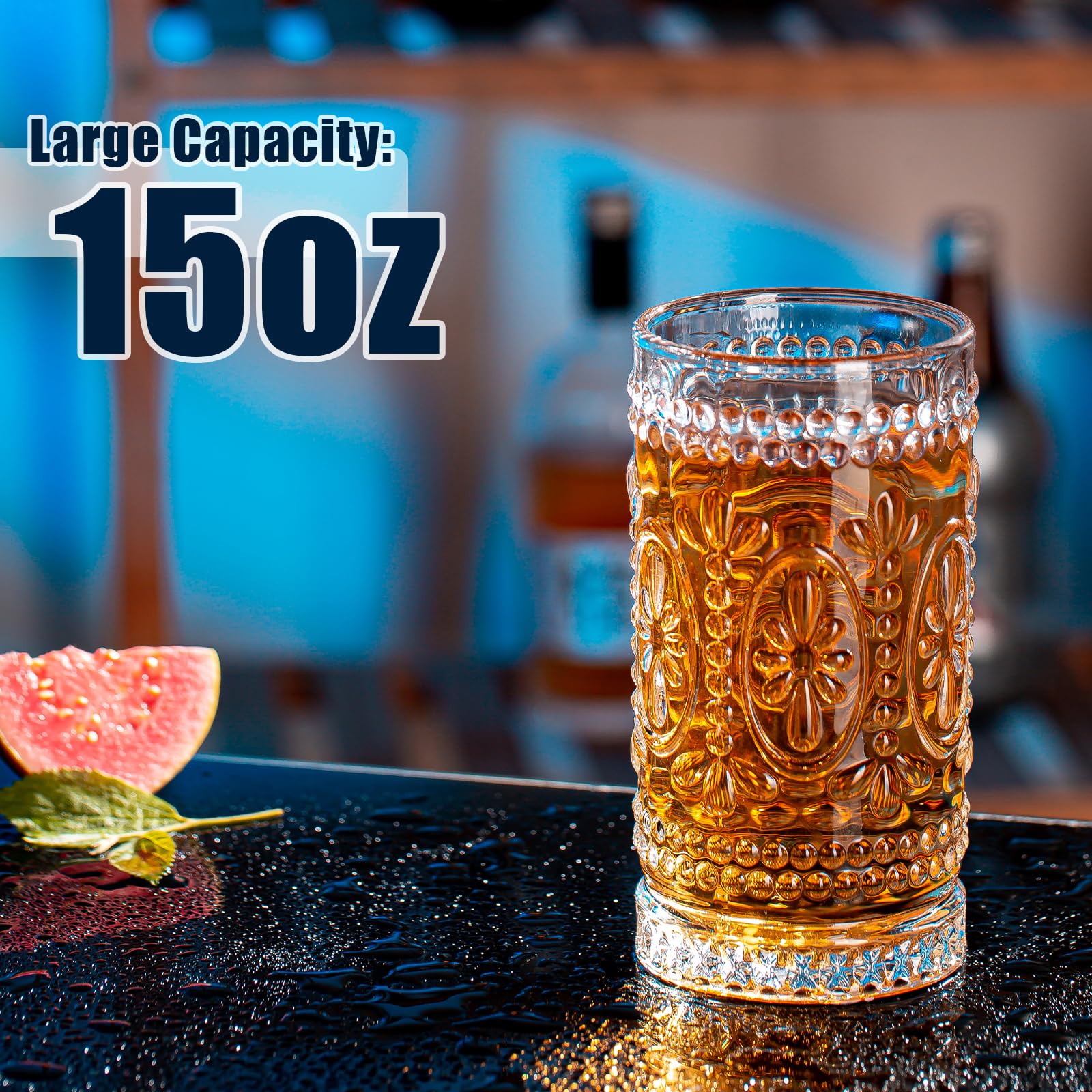 Claplante Vintage Highball 15oz primer plano del vaso para bebidas frías