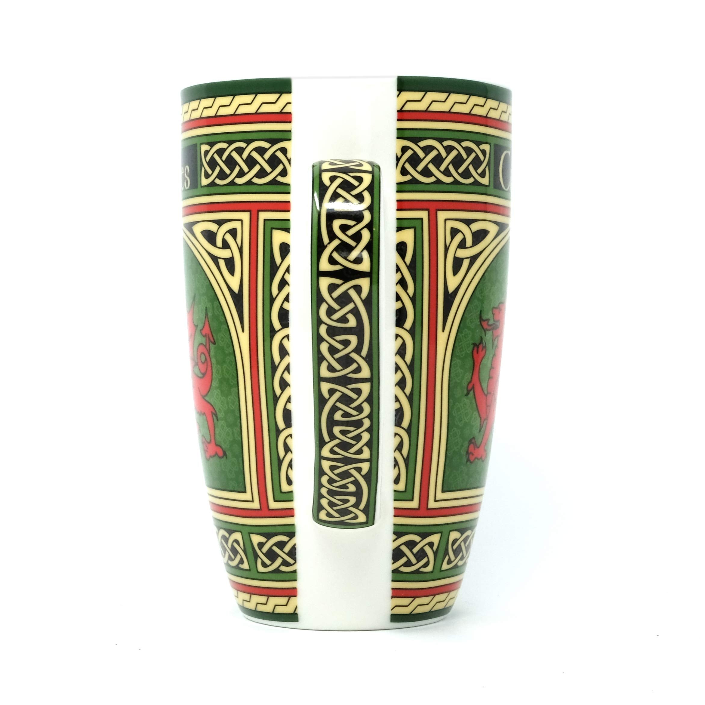 Taza Clara Craft Detalle interior de nudos celtas y asa ergonómica.