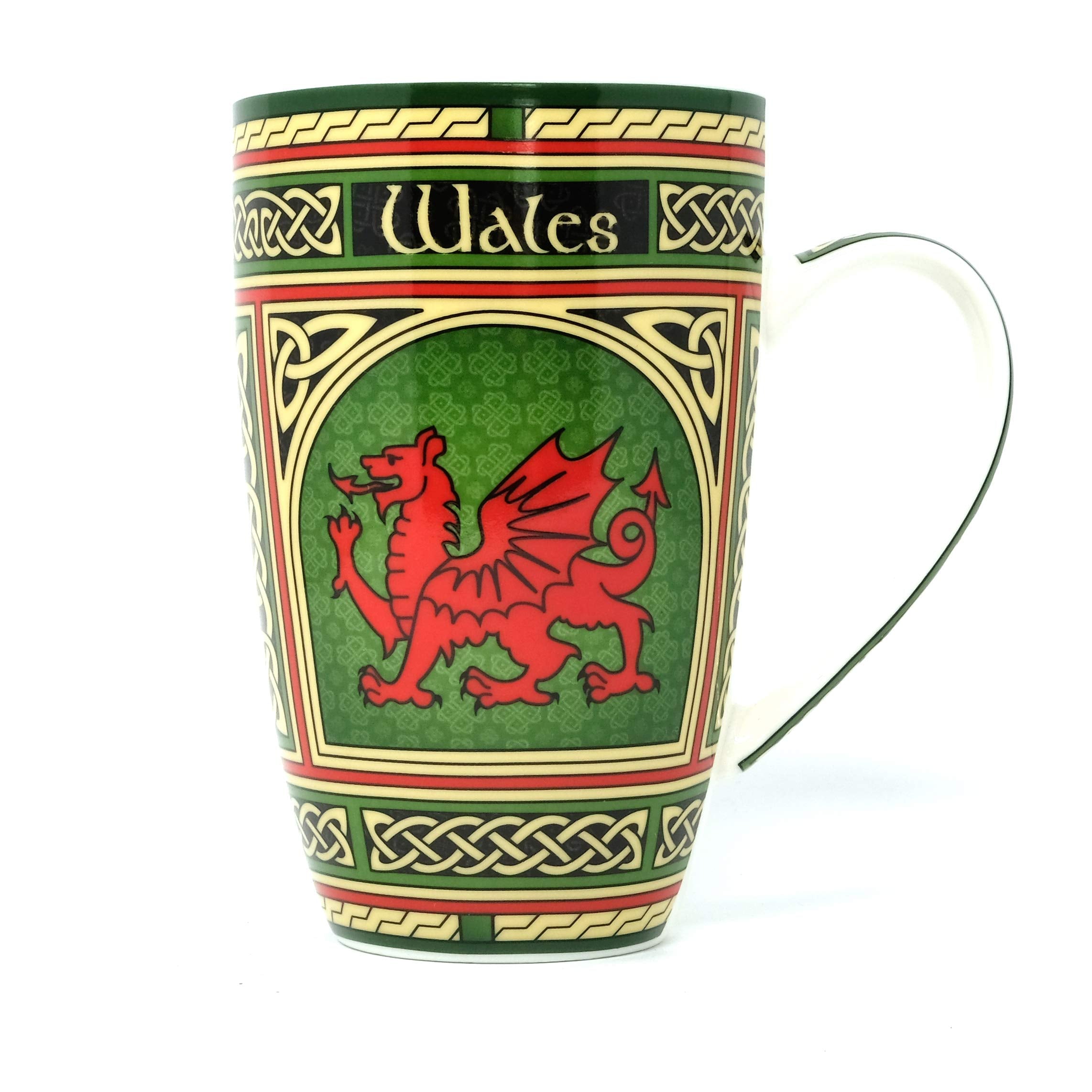 Taza Clara Craft Wales con nudos celtas, regalo elegante.