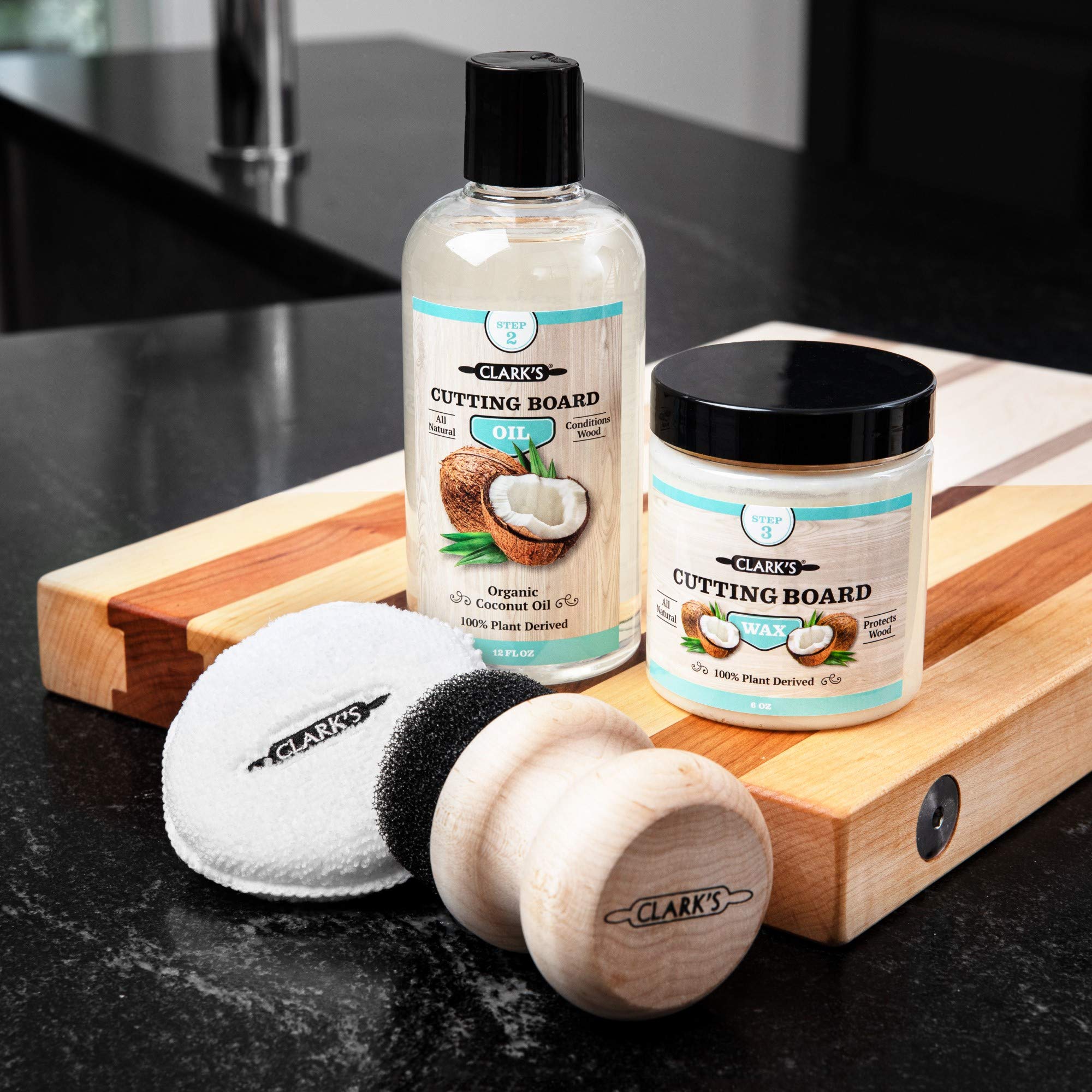 CLARK'S aceite de coco orgánico 12oz para mantener tablas hidratadas.