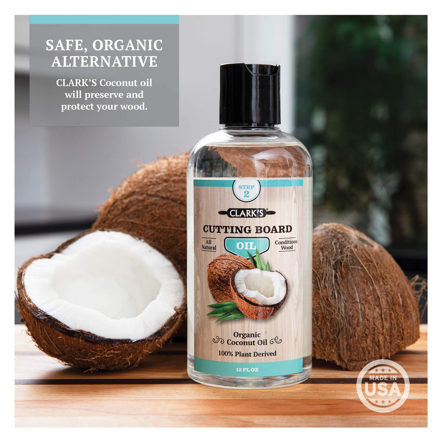 CLARK'S cera de coco orgánica 6oz protege superficies de madera.