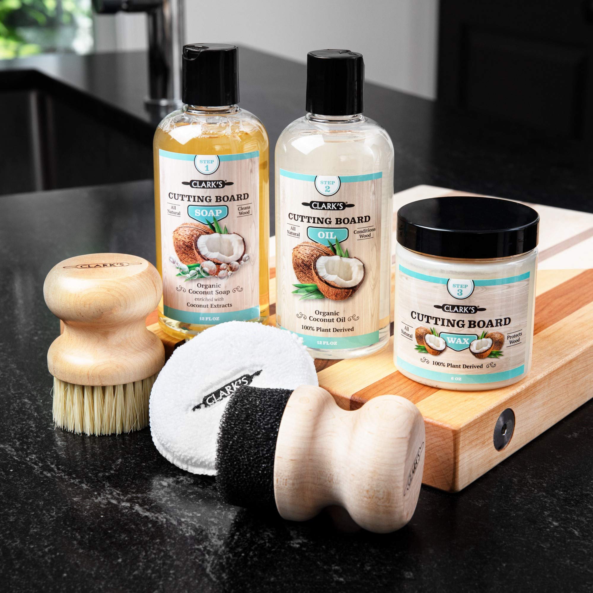 CLARK'S cera para tabla de cortar de 6 oz mejora durabilidad y brillo natural