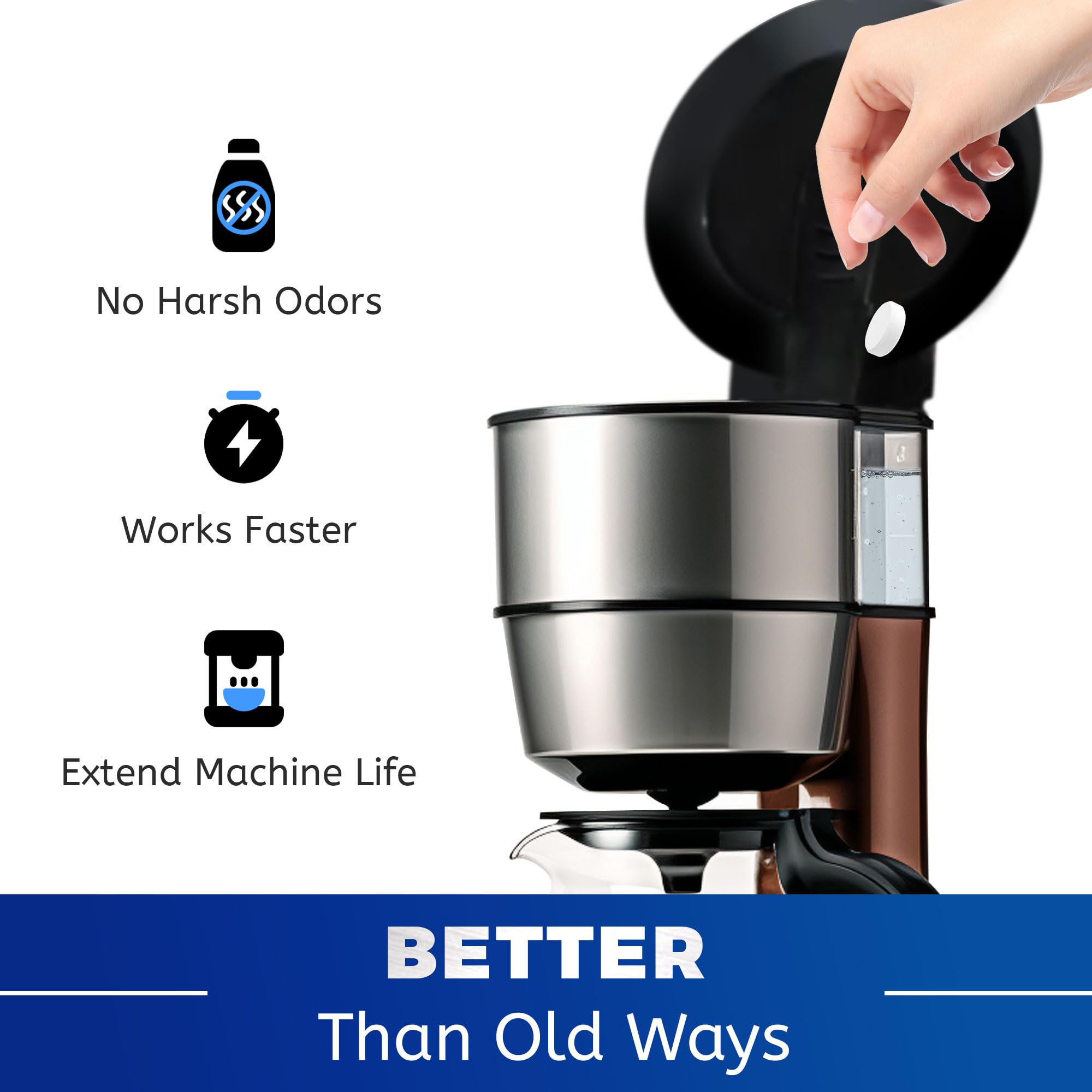 Cleanan tabletas limpian y mejoran el sabor al eliminar aceites y depósitos.