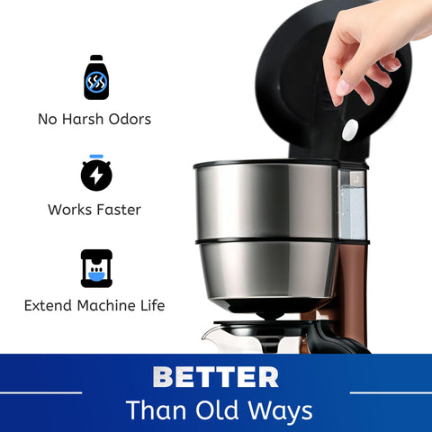 Cleanan tabletas limpian y mejoran el sabor al eliminar aceites y depósitos.