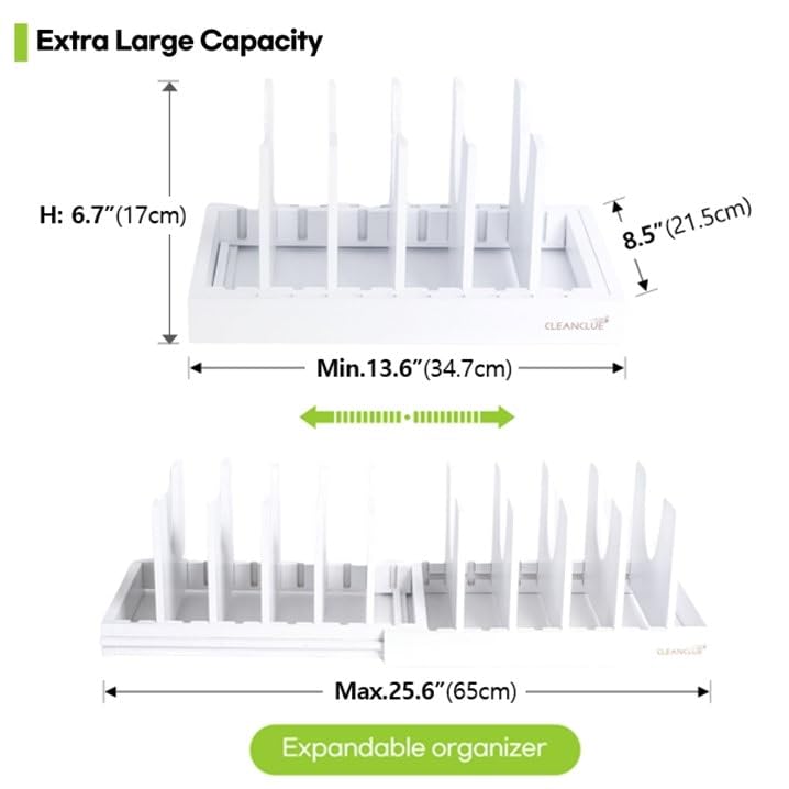 Organizador expandible CLEANCLUE para bandejas y tablas, ajustable a tu gabinete.