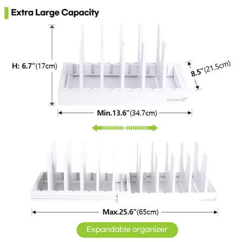 Organizador expandible CLEANCLUE para bandejas y tablas, ajustable a tu gabinete.