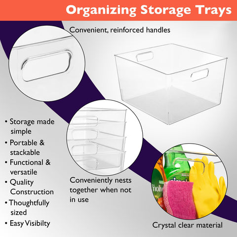 Contenedor ClearSpace apilable para armarios, ahorro de espacio y fácil transporte.