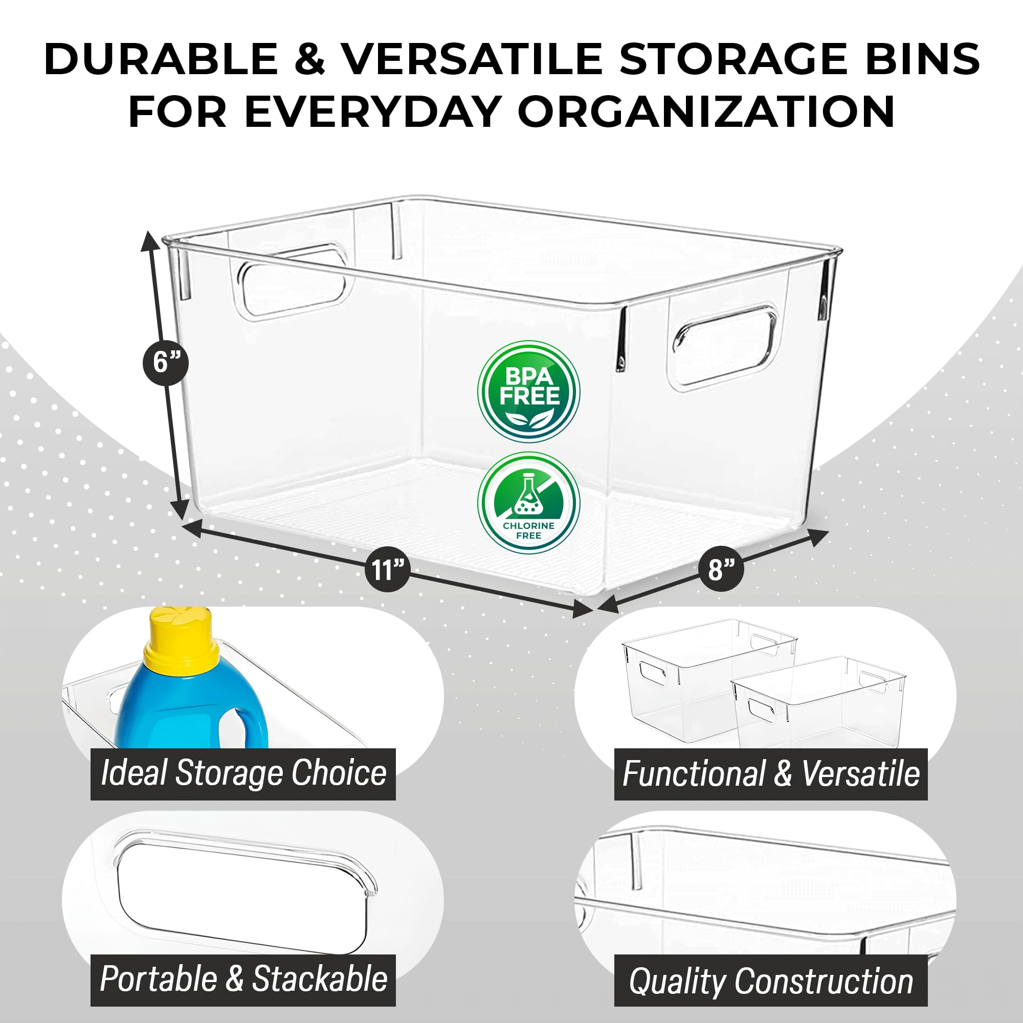 ClearSpace contenedor plástico transparente apto para alimentos, seguro para estantes y mostradores