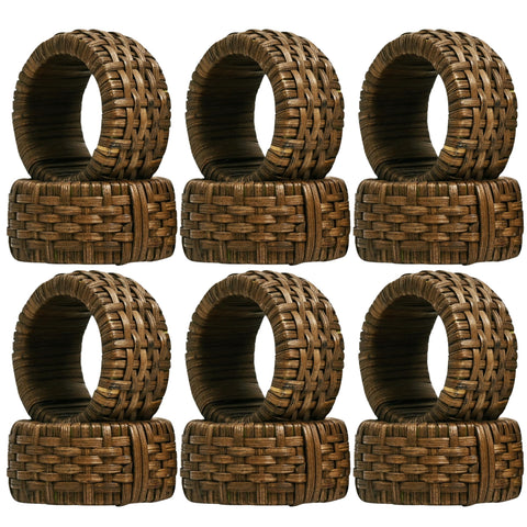 CLEENTABLE anillos de servilleta juta nogal, ideales para cenas familiares con estilo rústico.