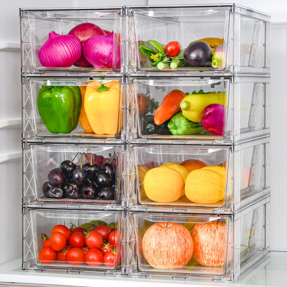 Clemate 8Pack: cajones transparentes apilables para cocina que maximizan el almacenamiento