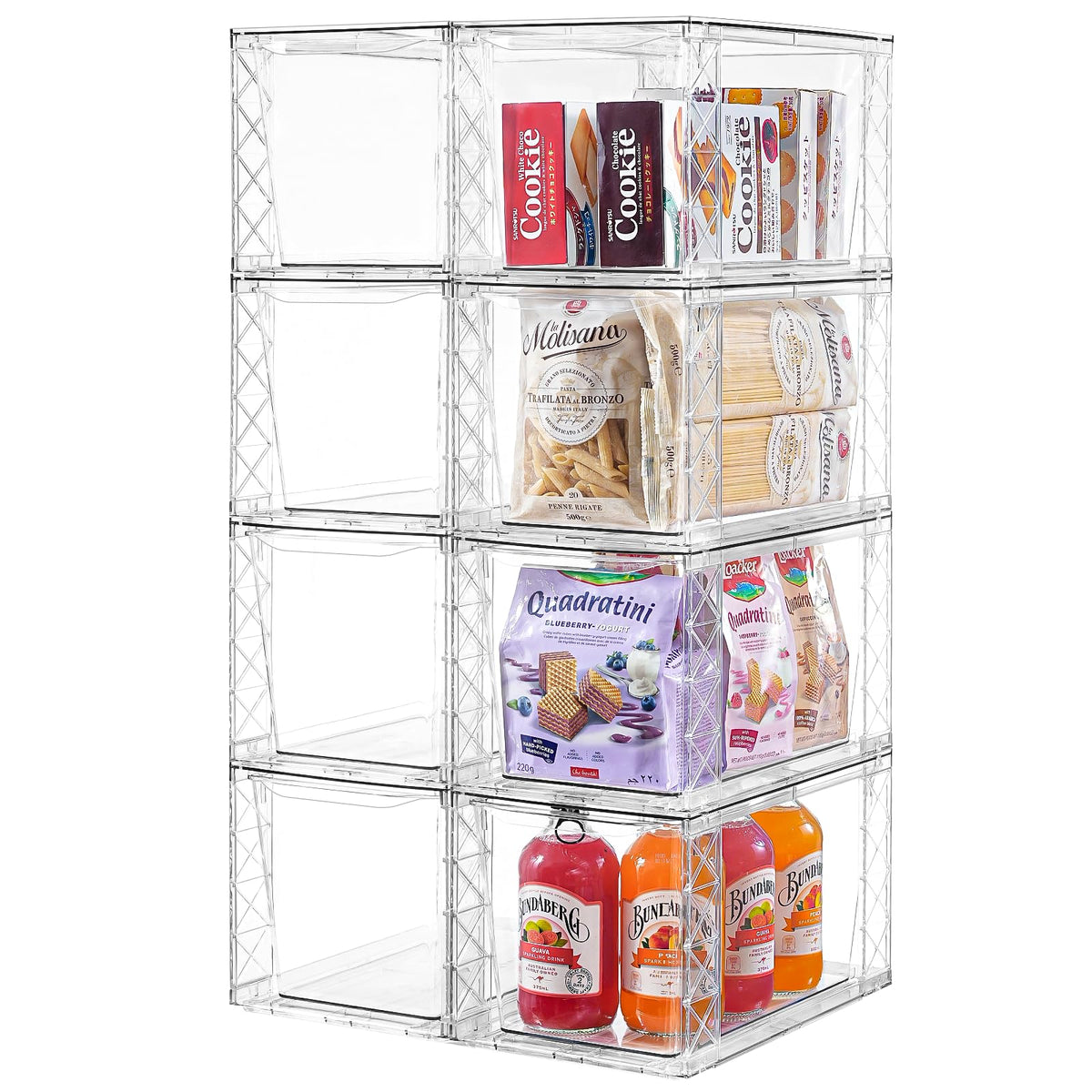 Clemate 8Pack: organizador de cocina apilable con asas para acceso rápido.