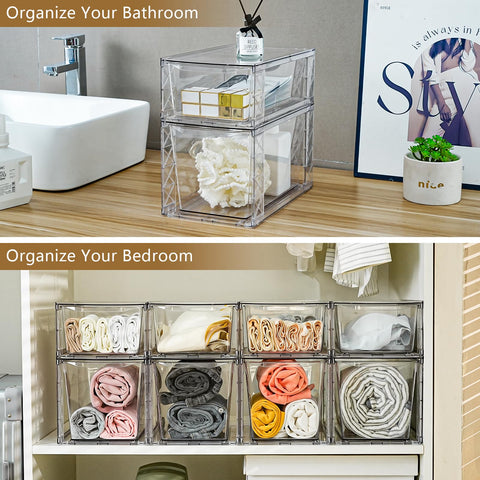Clemate organizadores para estantes, diseño con agarre suave para extracción silenciosa.