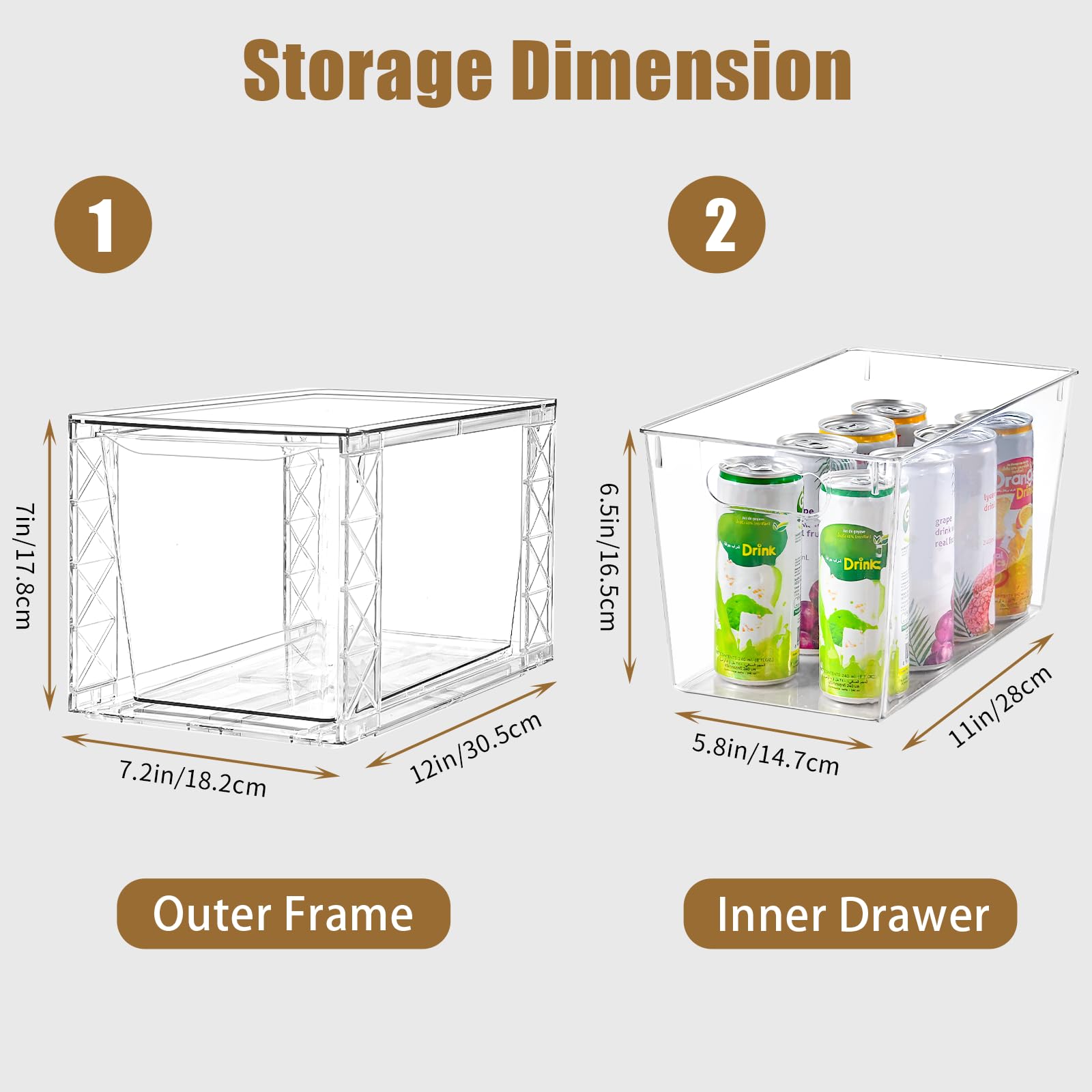 Clemate cajones almacenamiento despensa transparentes para ordenar y encontrar alimentos fácilmente.