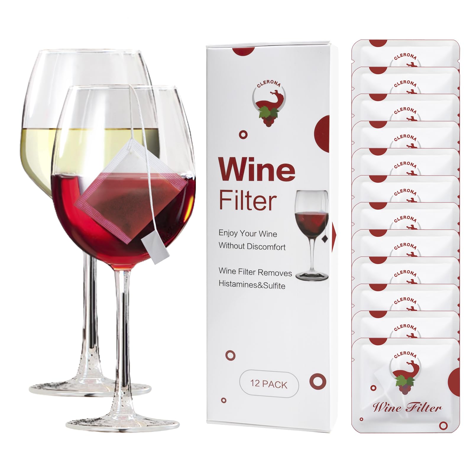 Clerona filtro de vino: paquete de 12 para casa o fiesta.