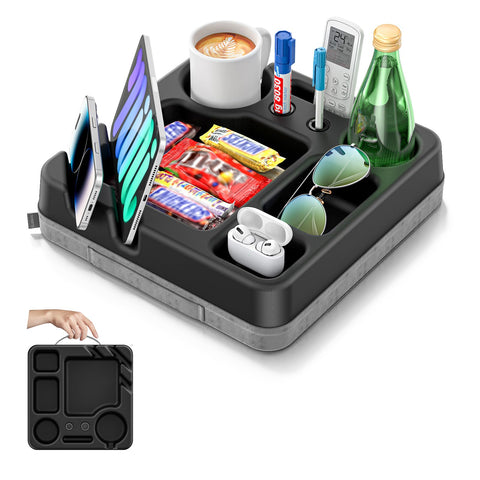 CLESOO Bandeja para sofá con portavasos mantiene la bebida estable