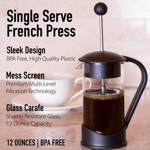 Clever Chef Prensa Francesa: filtración superior evita posos en una-taza-de-cafe.