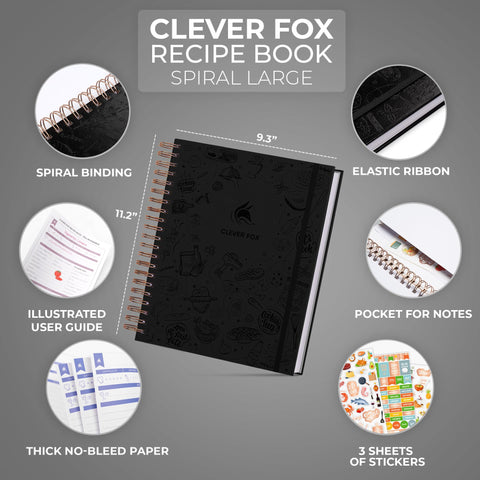 Clever Fox libro de recetas interior con espacio para 60 recetas, ideal para familias