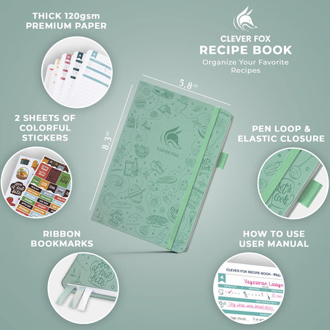 Interior de Clever Fox con índice y pestañas de colores para recetas.