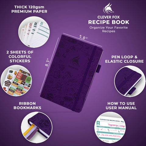 Clever Fox cuaderno de recetas, índice numerado para localizar recetas rápidamente.