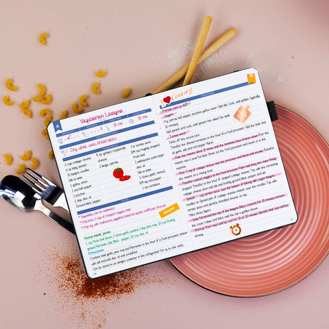 Clever Fox Recipe Book, índice y páginas numeradas para encontrar recetas rápidamente