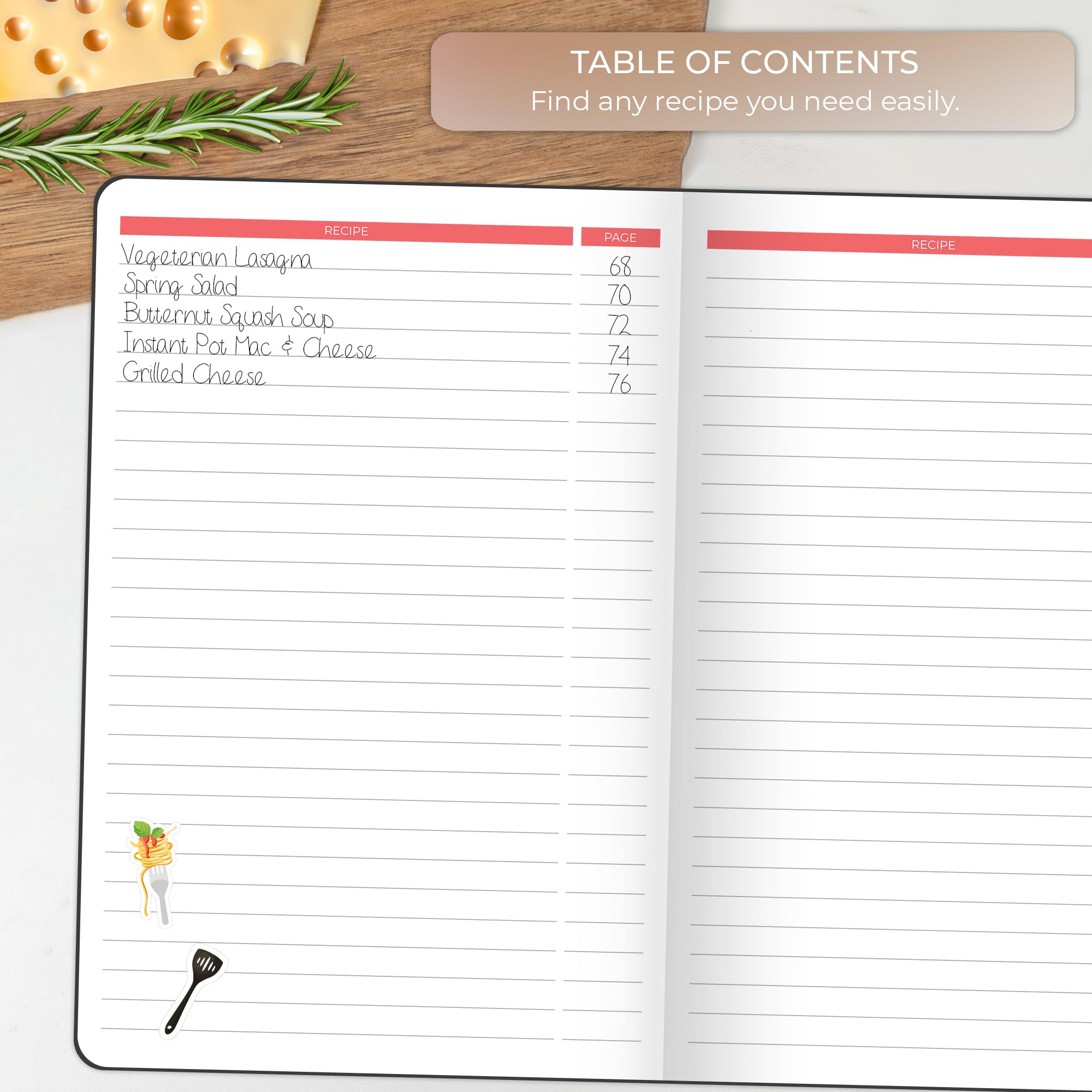 Clever Fox Recipe Book, tamaño A5 y cinta elástica para cierre cómodo