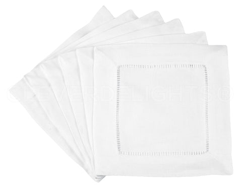 CleverDelights servilletas de 6 pulgadas con costura en escalera, ideales para bodas y cenas elegantes.