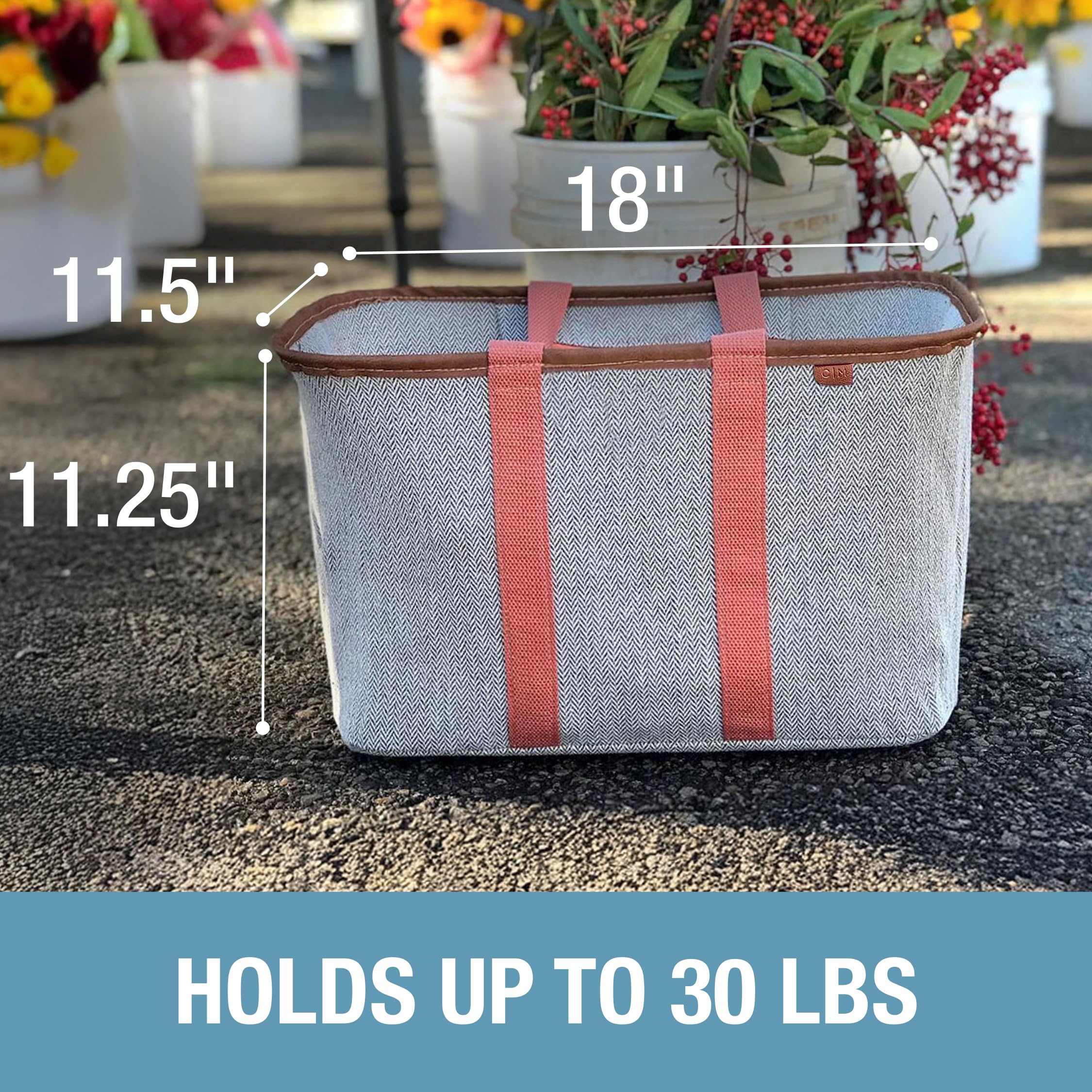 CleverMade LUXE Tote Rose Herringbone con bolsillo interior con cierre para objetos valiosos.