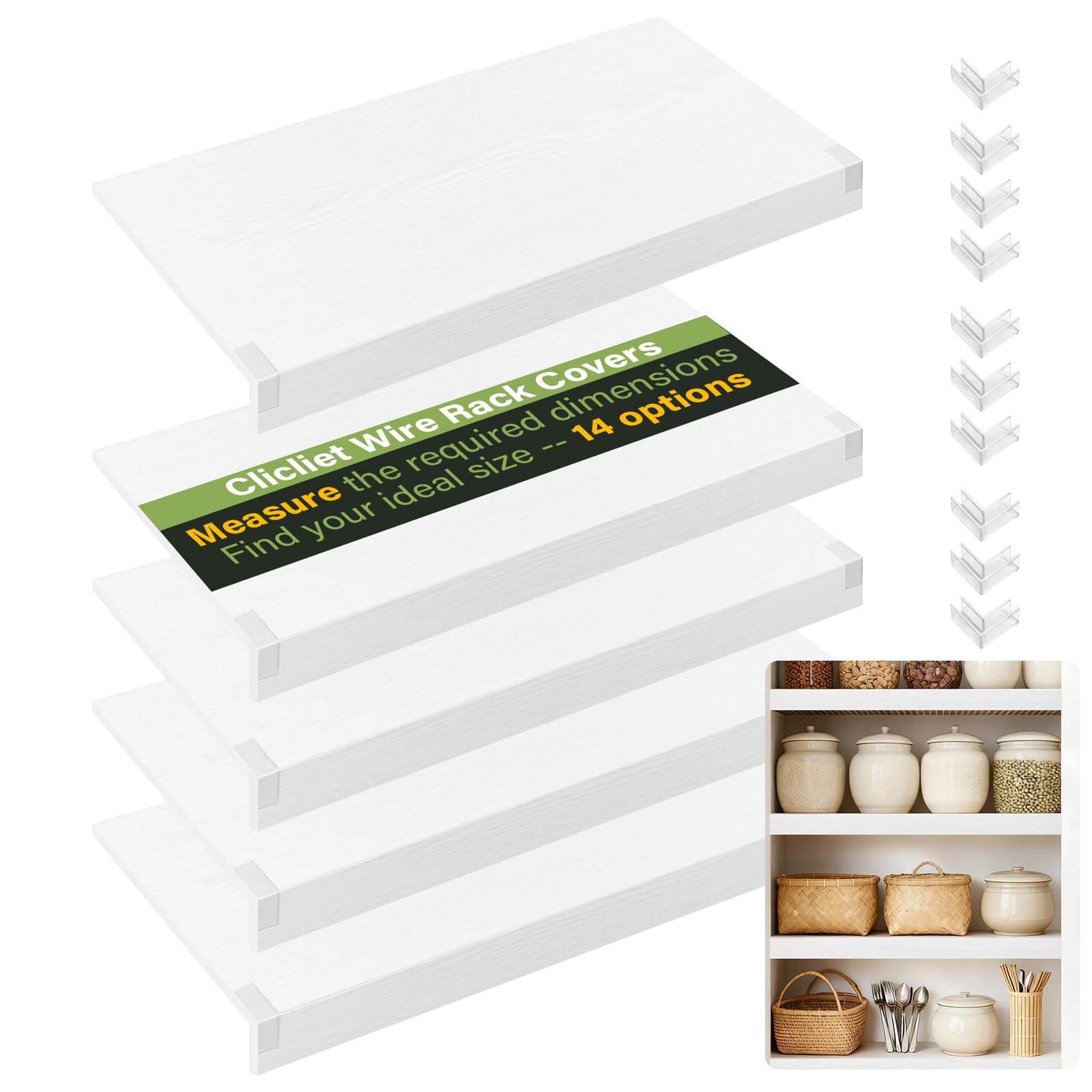 Clicliet cubiertas para estantes de alambre en blanco protegen superficies y facilitan la limpieza.