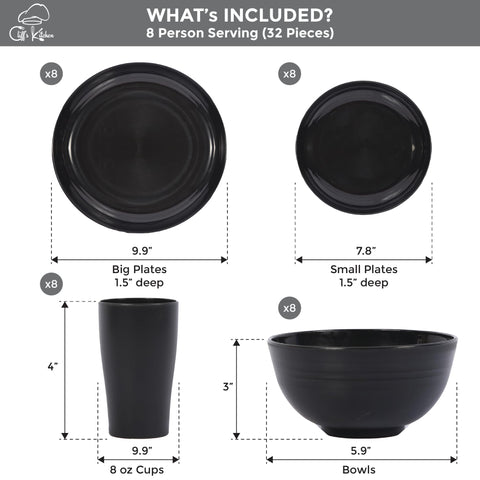 Cliffs Kitchen platos de ensalada negros de trigo, prácticos para porciones idénticas en reuniones.