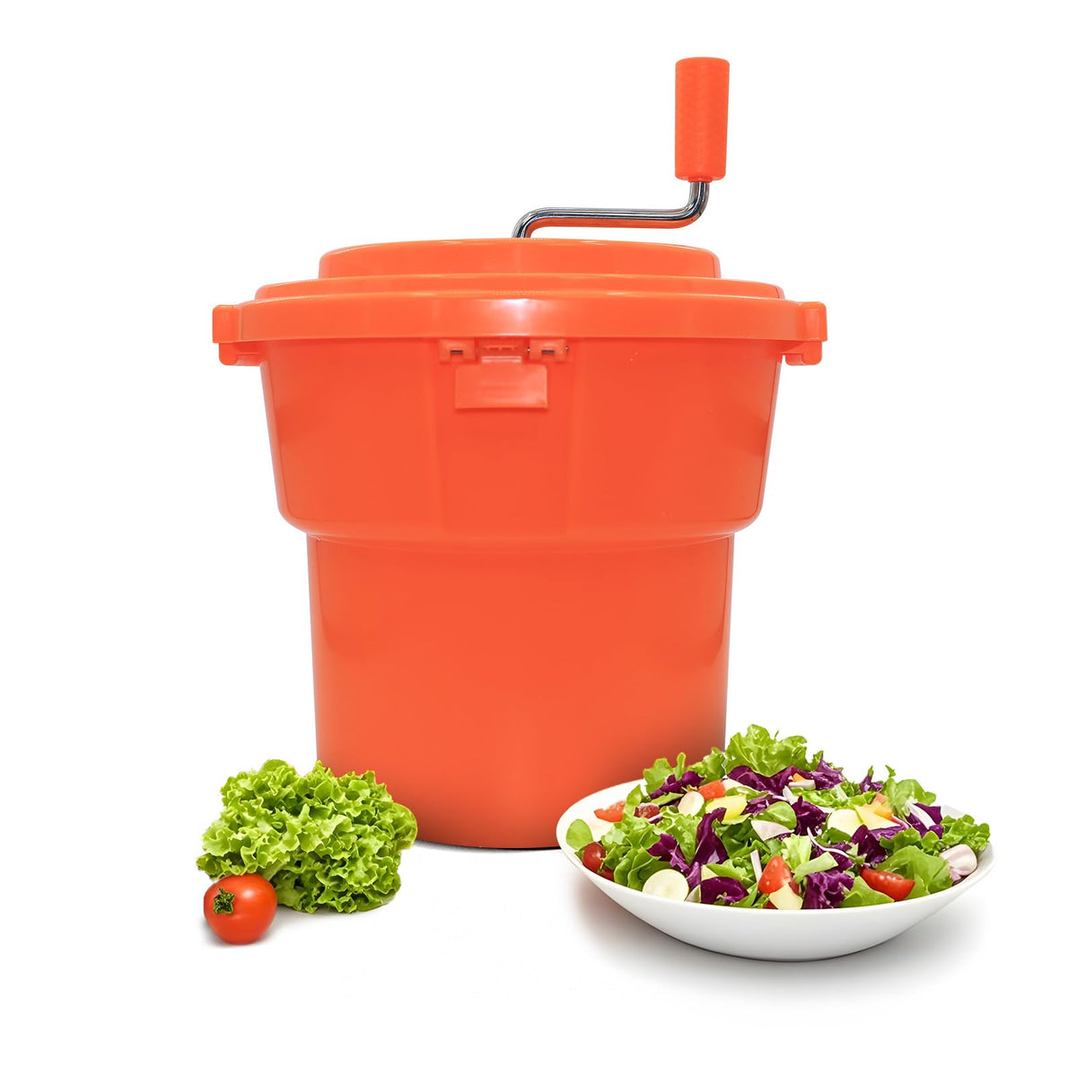 CLIVIA centrífuga para ensaladas con cesta de 5 galones, secado eficiente para grandes lotes.
