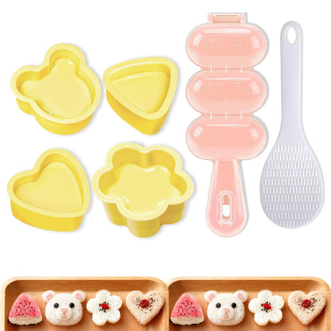 CllyCnny molde rosa para bolitas de arroz, ideal para bento colorido y porciones uniformes
