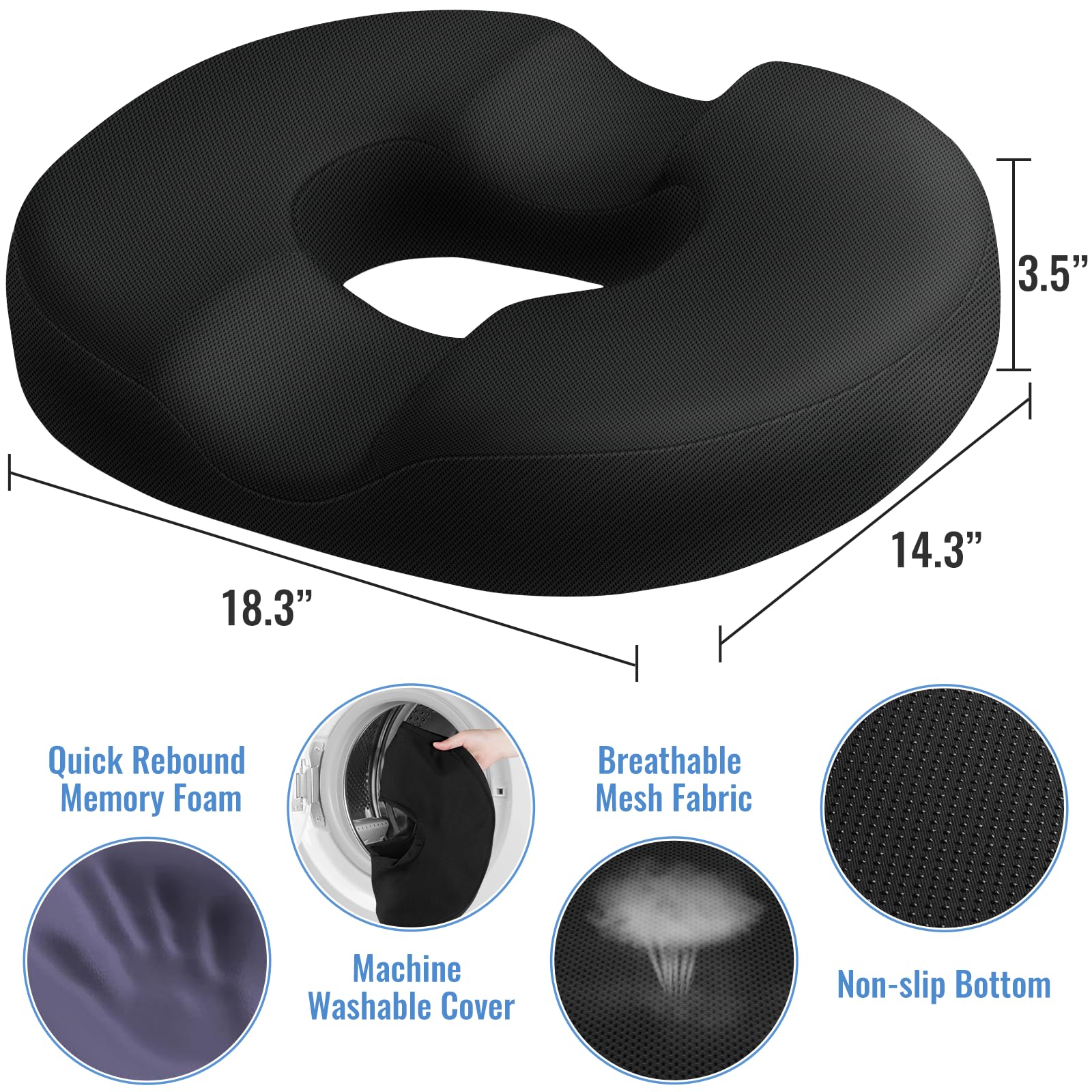 CloudBliss almohadilla ergonómica en forma de U para distribuir peso.