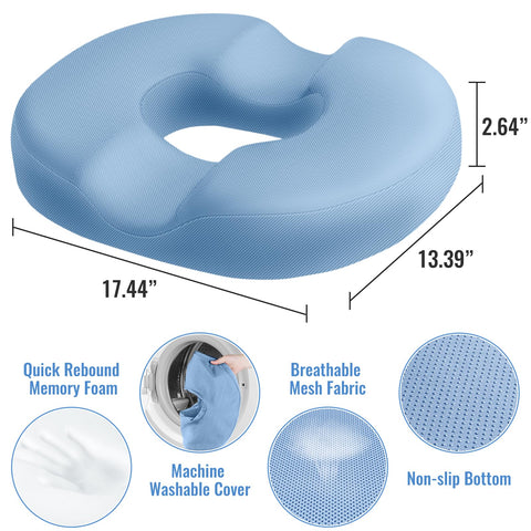 CloudBliss Almohadilla Donut muestra diseño ergonómico en U para distribución de peso