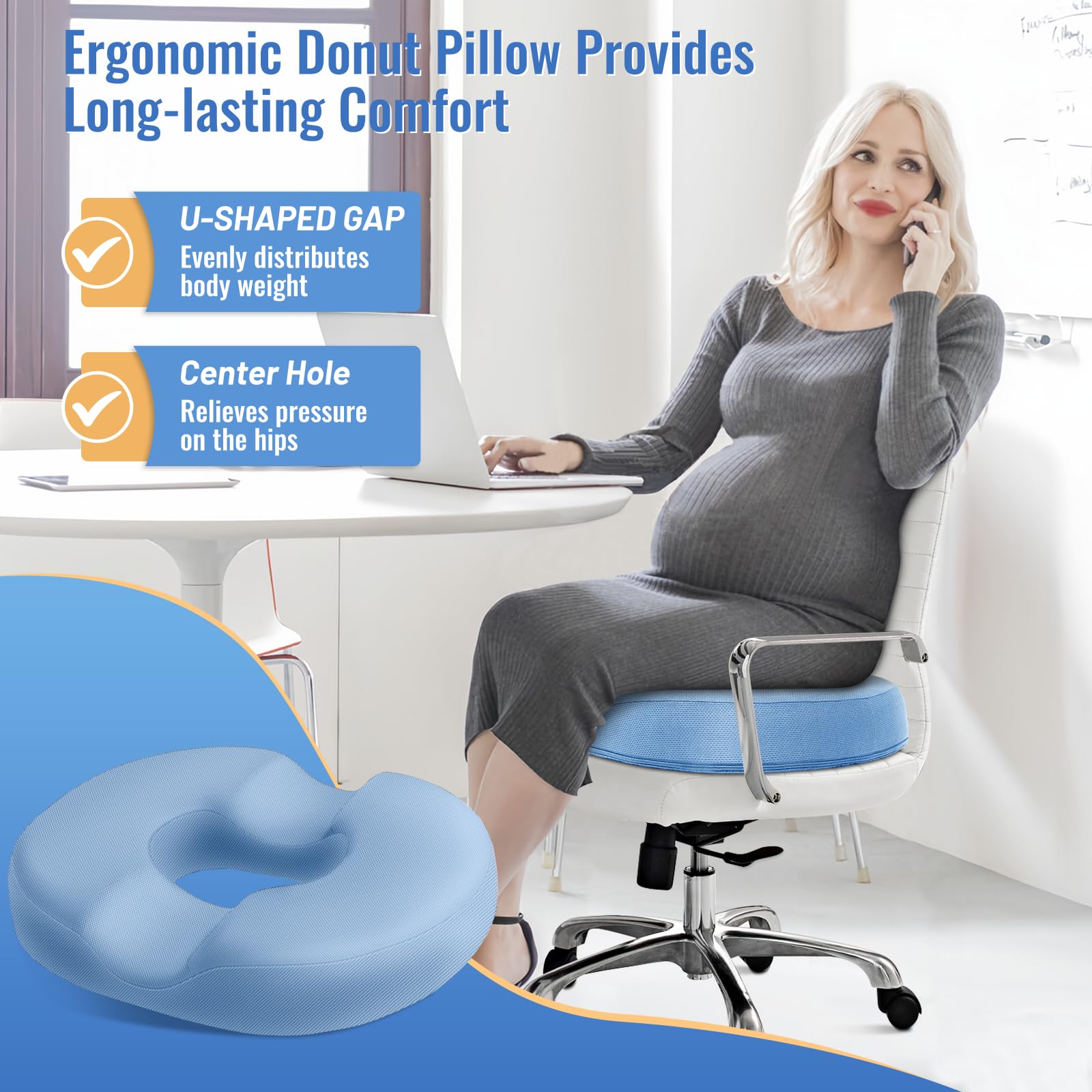 CloudBliss Almohadilla Donut con tejido transpirable para uso diario