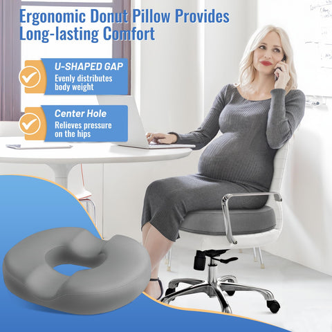 Cojín donut CloudBliss ergonómico ofrece soporte para el coxis y la cadera.