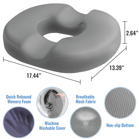 Cojín donut CloudBliss portátil, ideal para viajar y trabajar.