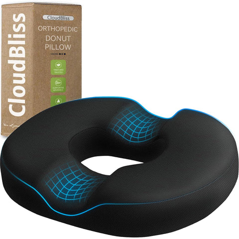 CloudBliss donut almohadilla de asiento con agujero central, ideal para viajes.