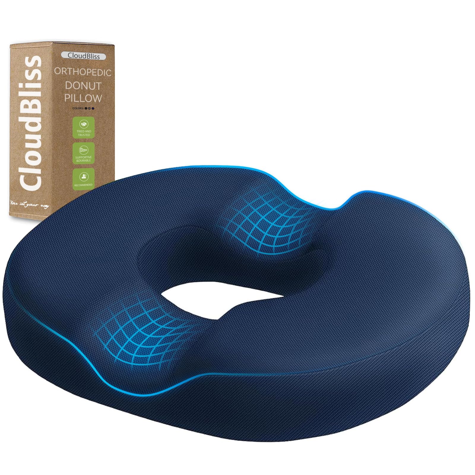 CloudBliss Donut: almohadilla de asiento ergonómica para comodidad diaria.