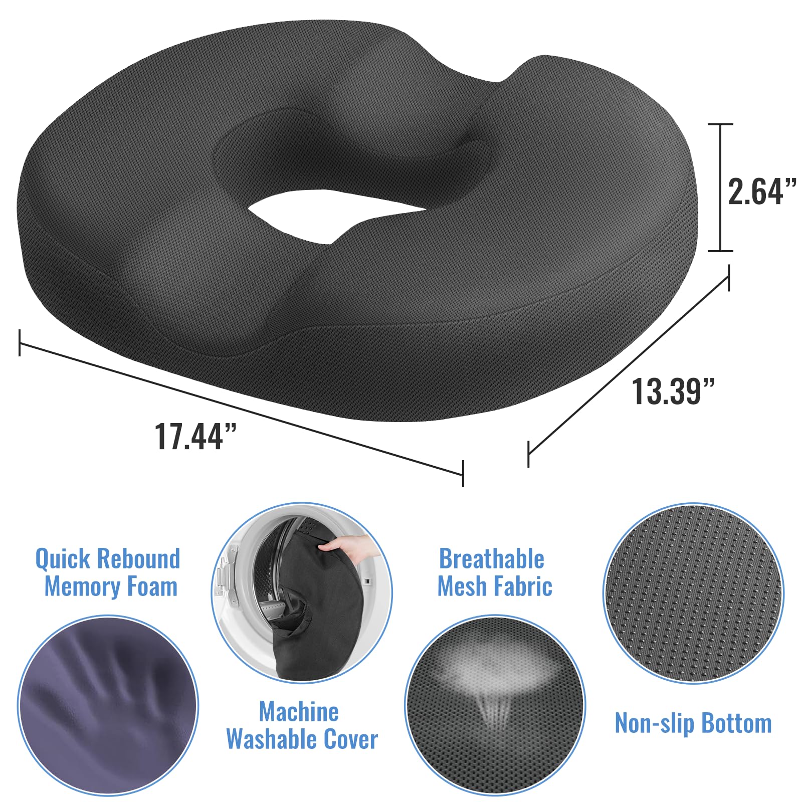 CloudBliss Donut: diseño ergonómico que distribuye peso y reduce presión.