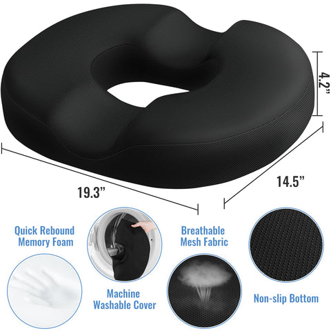 Cojín CloudBliss Donut diseño-ergonómico que reduce presión y mejora la postura.