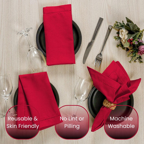 Regalo ideal CLOUDLOOM: set de 12 servilletas de algodón rojas
