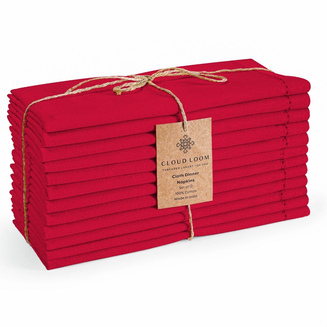 CLOUDLOOM servilletas 18x18 cm con ribete decorativo rojo para cenas elegantes