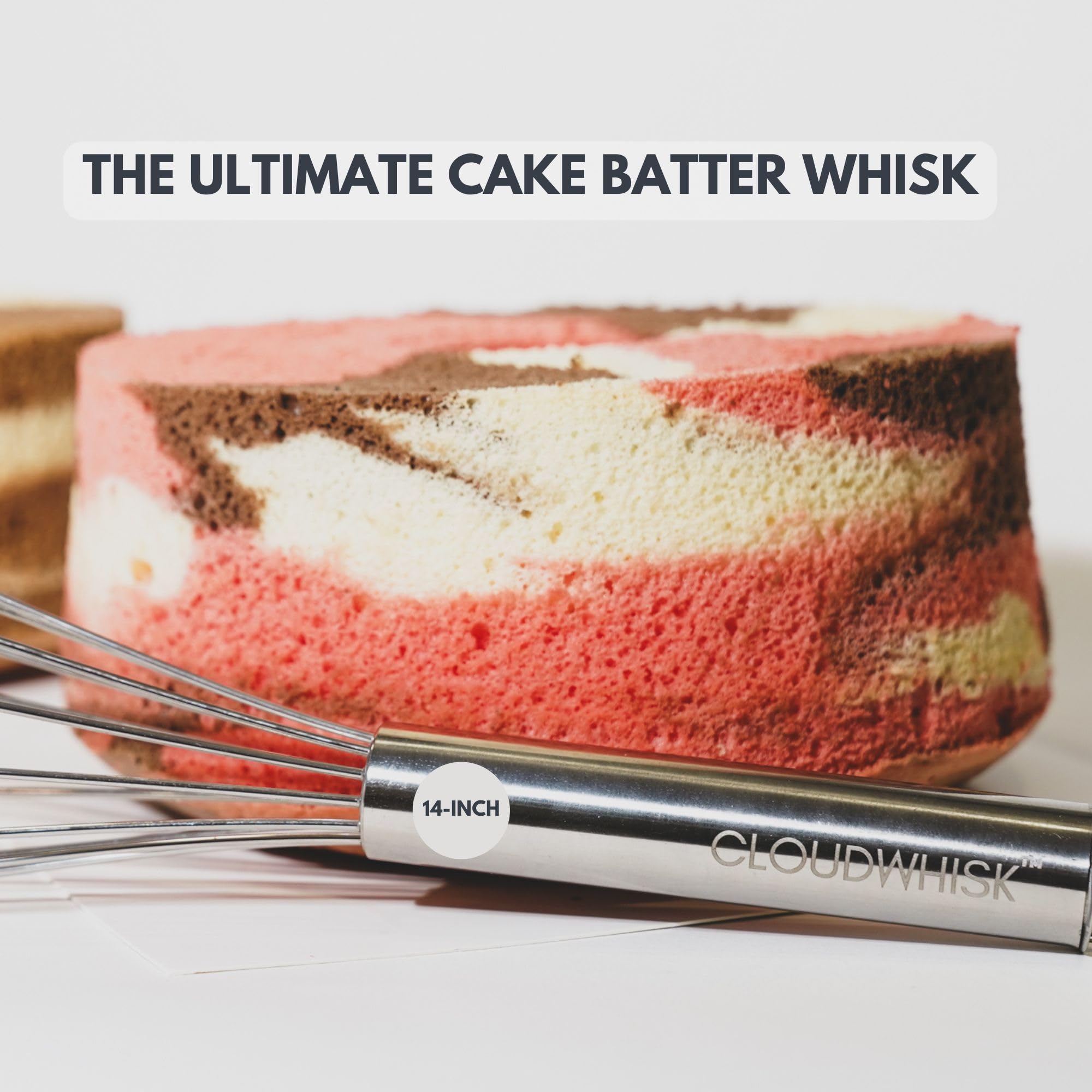 CloudWhisk diseño ergonómico para un agarre cómodo durante la mezcla.