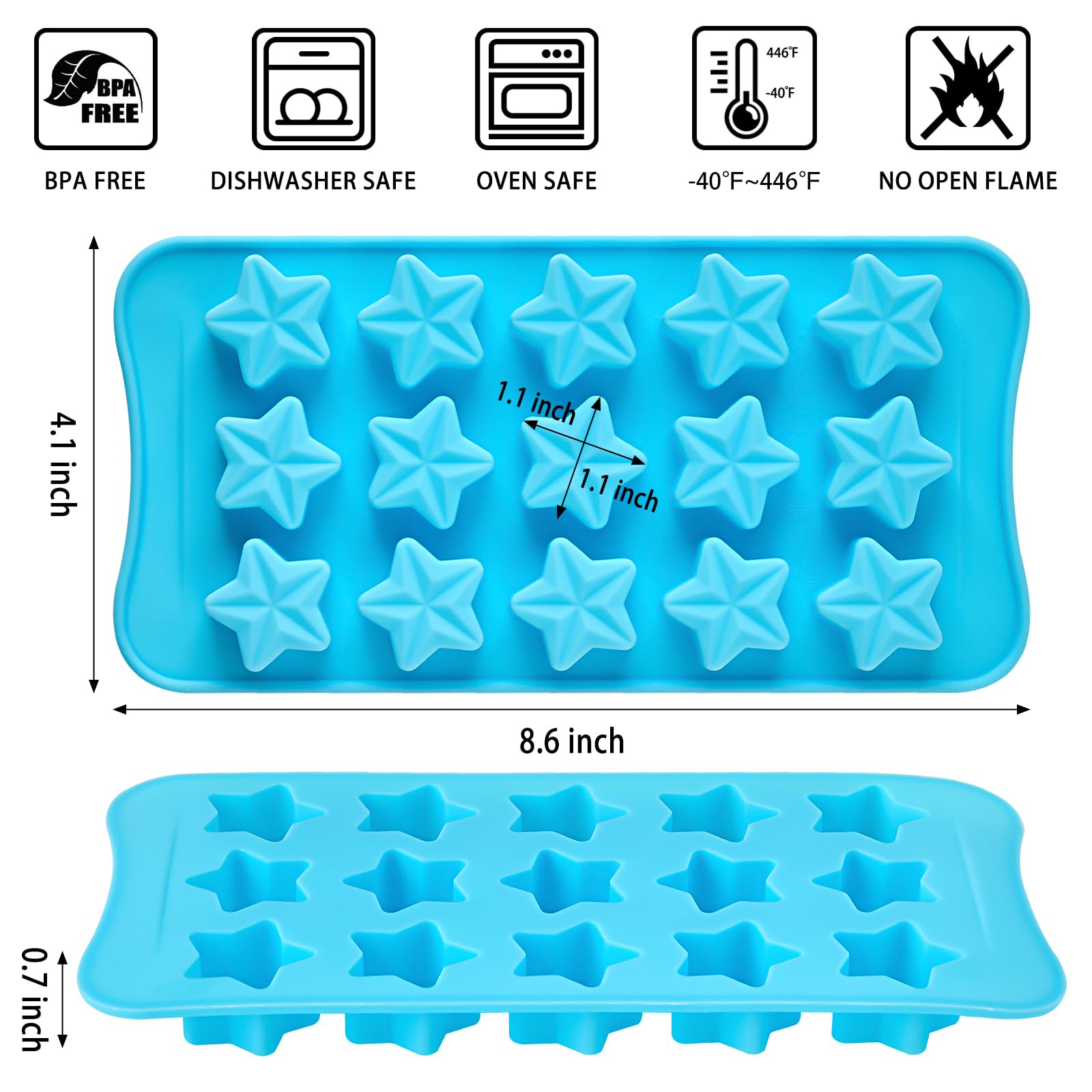 CLUEWR estrella molde silicona: forma atractiva para chocolates y gelatinas