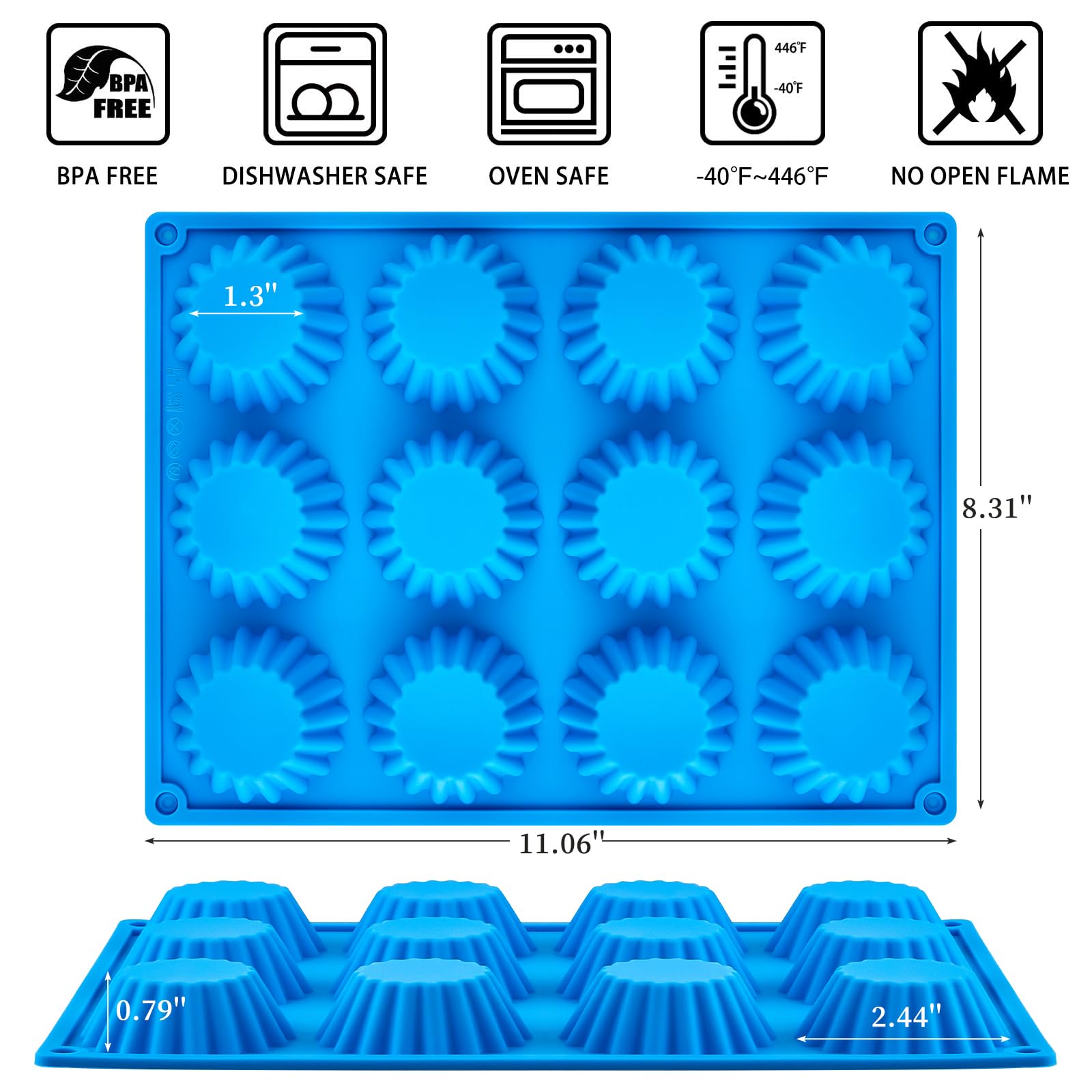 CLUEWR molde silicona antiadherente para chocolate, 12 cavidades